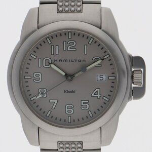 HAMILTON khaki Silver SS QZ